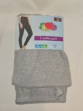 Fruit of the Loom Women's Small 4-6 Gray Waffle Knit Thermal Pants New